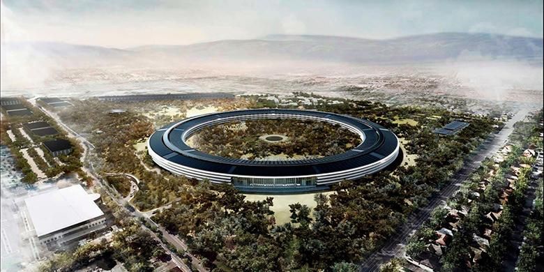 Ilustrasi bangunan kantor baru Apple, Campus 2