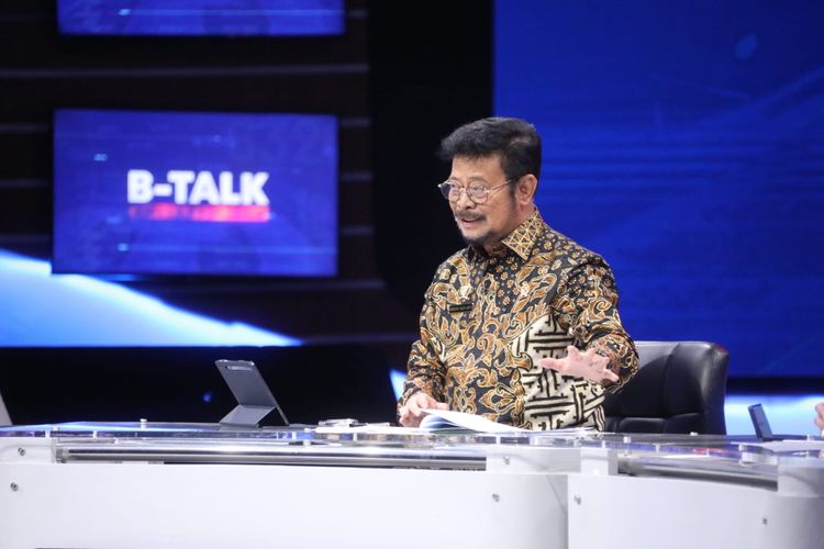 Menteri Pertanian (Mentan) Syahrul Yasin Limpo (SYL) dalam program Business Talk (B-Talk) Kompas TV, Rabu, 19 Oktober 2022.
