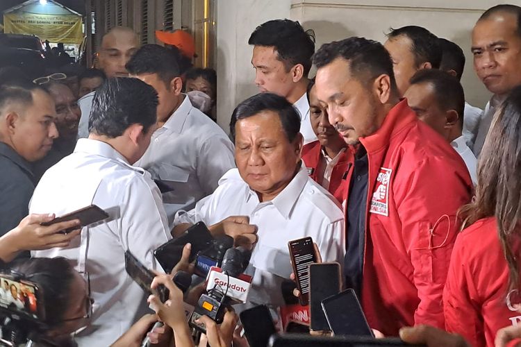 Ketua Umum Partai Gerindra Prabowo Subianto saat ditemui di kantor DPP PSI, Jakarta Pusat, Rabu (2/8/2023). 