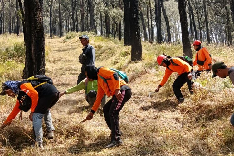 Cegah Karhutla Gunung Lawu Merambat ke Karanganyar, Tim Buat Sekat di Jalur Candi Cetho