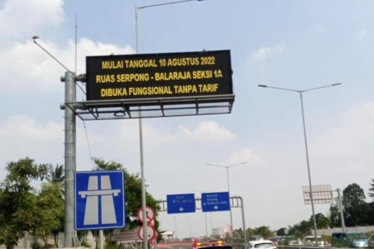 Tarif Tol Serpong-Balaraja Seksi 1A gratis, 10-21 Agustus 2022. 
