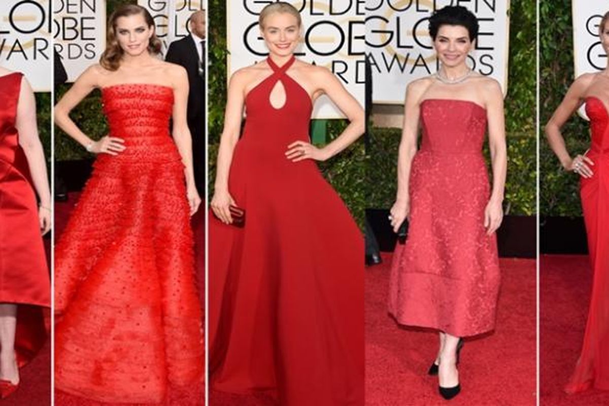 Deretan gaun merah terbaik di ajang Golden Globe 2015.