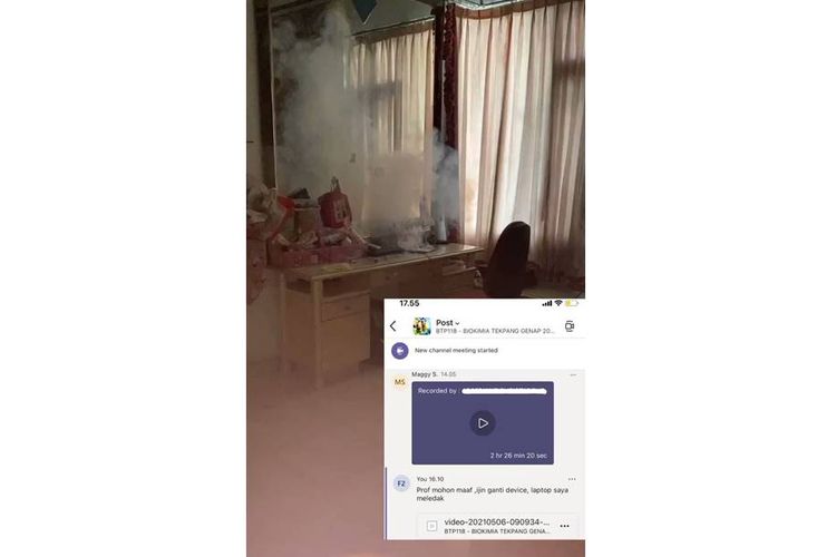 Foto laptop meledak saat kuliah online
