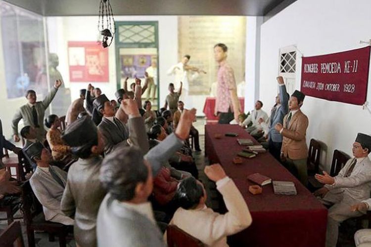 Diorama Kongres Pemuda di Museum Sumpah Pemuda, Jalan Kramat Raya, Jakarta Pusat, Kamis (22/10/2015).