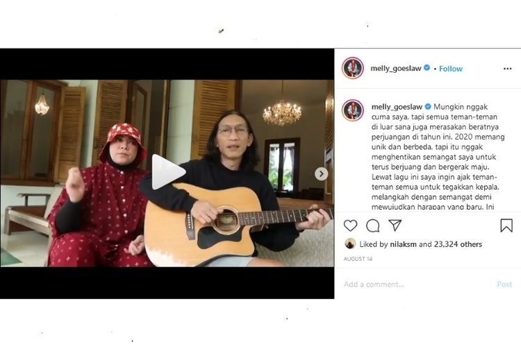 Melly Goeslaw menyanyikan single terbaru ?Semua Bisa Berubah Maju? bersama sang suami, Anto Hoed, pada Jumat (14/08/2020) 