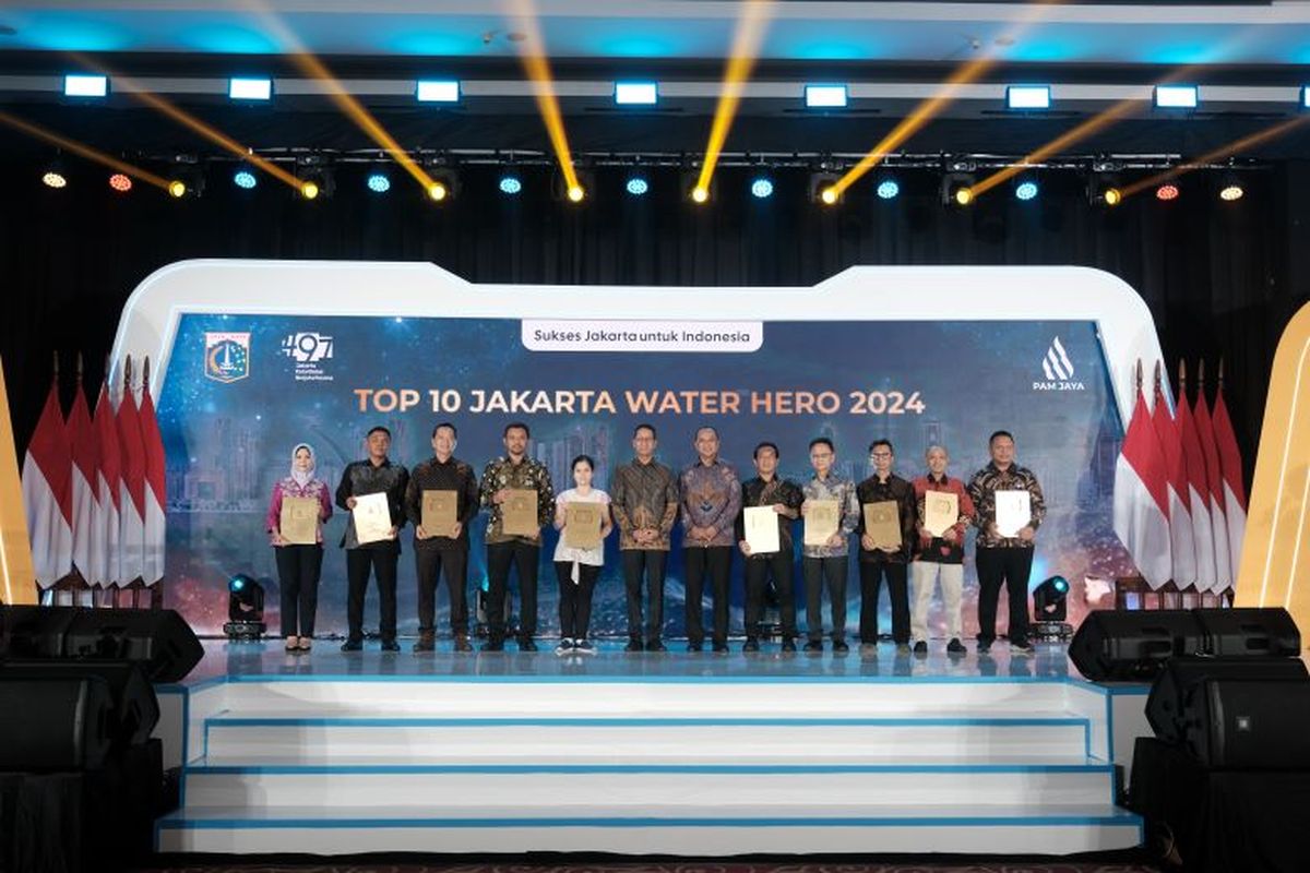 Gelaran  Jakarta Water Hero 2024 yang digelar PAM Jaya sebagai bentuk apresiasi bagi pelanggan yang melakukan penyelamatan dan pelestarian air di Jakarta, Jumat (28/6/2024). 