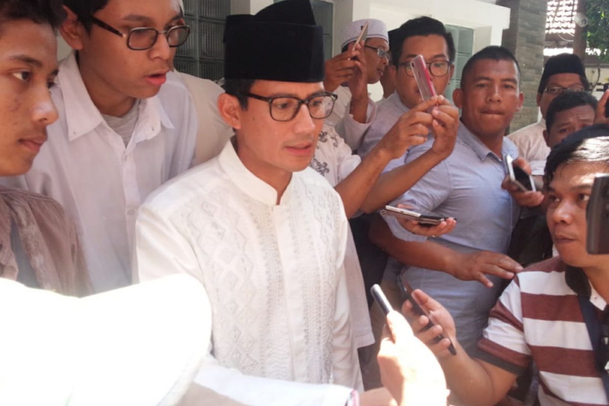 Calon Wakil Presiden RI Nomor urut 02, Sandiaga Uno, di Pesantren Tebuireng, Jombang, Senin (22/10/2018).