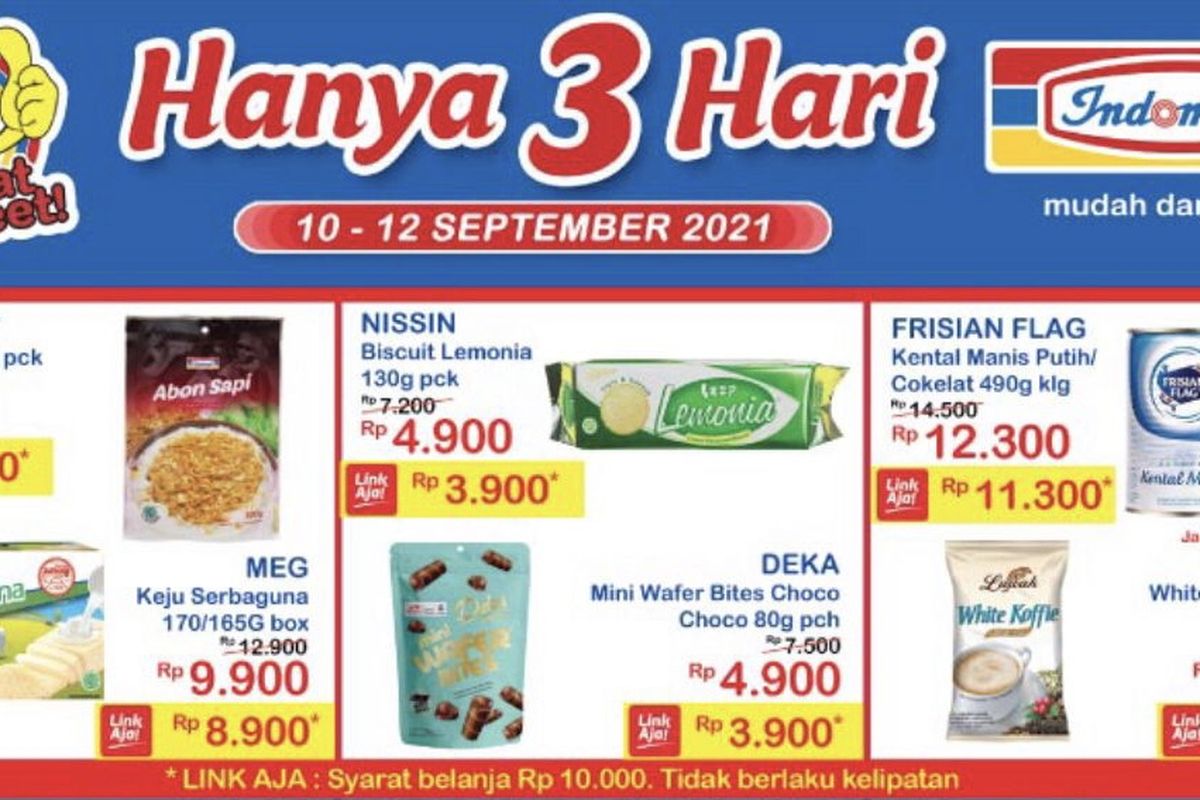 Tangkapan layar promo Indomaret periode 10-12 September 2021.