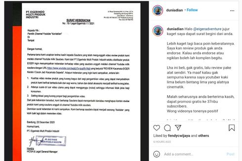 Kirim Surat Keberatan soal Kualitas Video Review, Eiger Minta Maaf