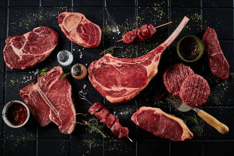 ilustrasi daging sapi dan kambing