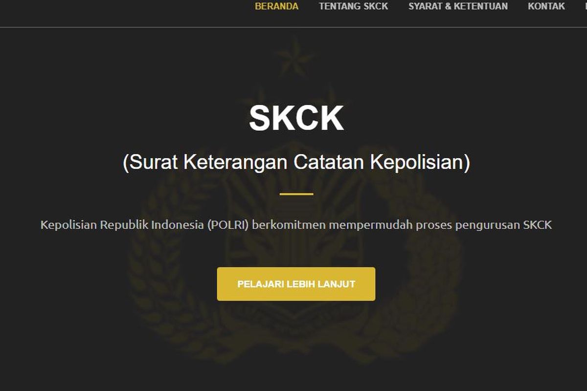 Bidik layar laman pembuatan SKCK online di https://skck.polri.go.id/