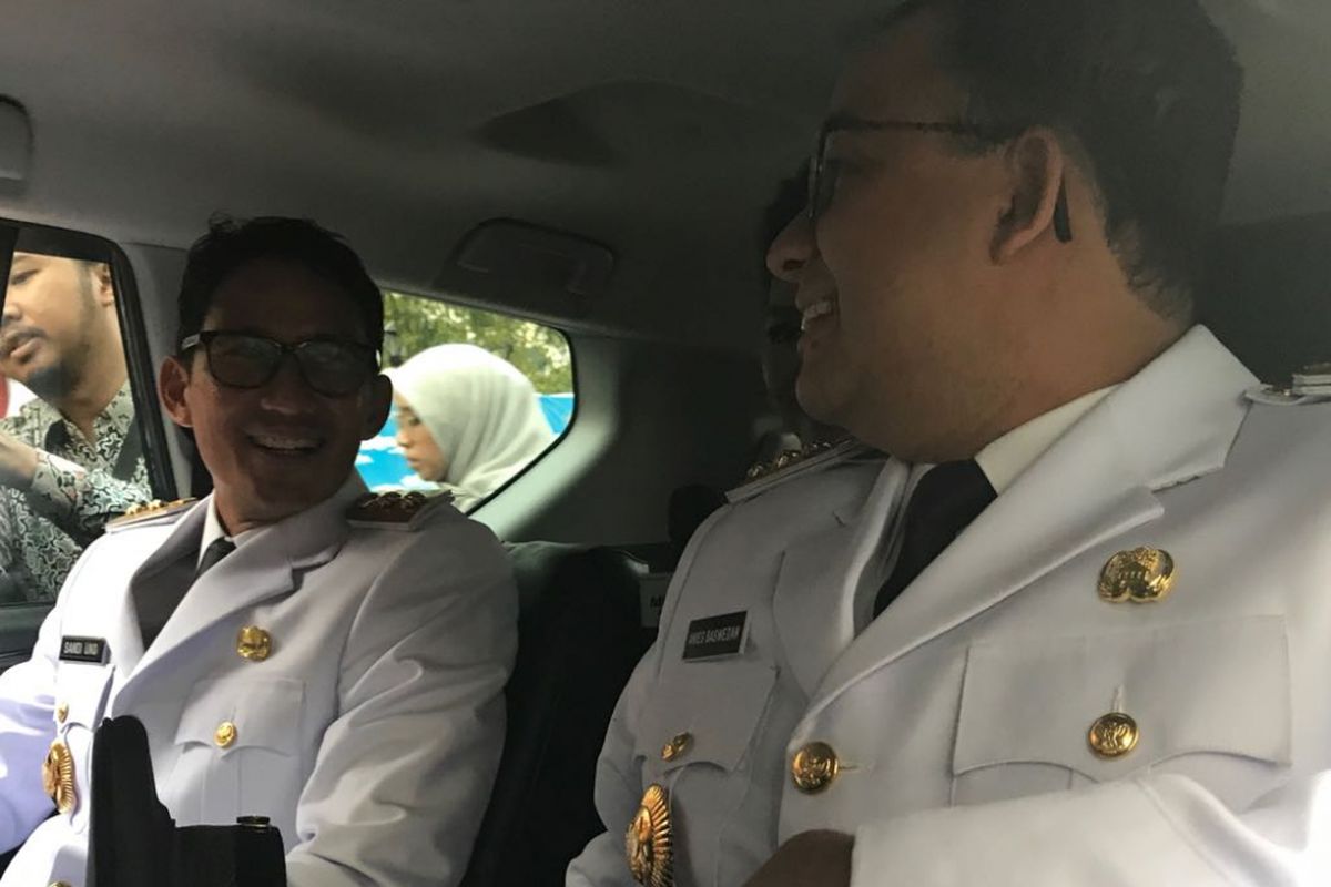 Gubernur dan Wakil Gubernur DKI Jakarta Anies Baswedan dan Sandiaga Uno.
