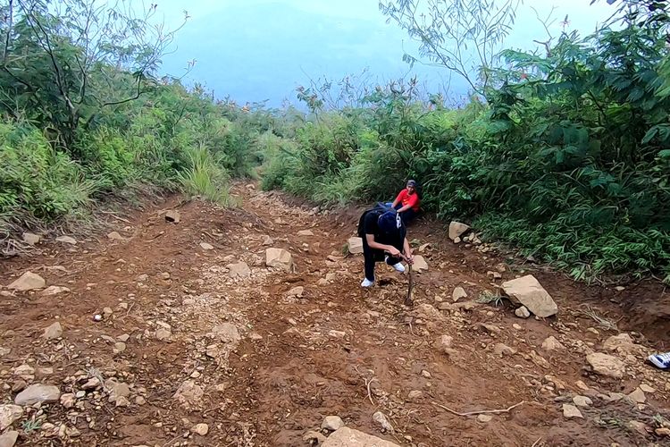 Jalan menanjak menuju Puncak Bayangan Gunung Penanggungan via Tamiajeng.