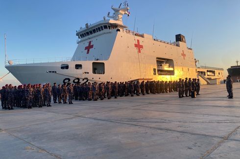 Rampung Salurkan Bantuan untuk Palestina, Kapal Rumah Sakit TNI Pulang ke Tanah Air