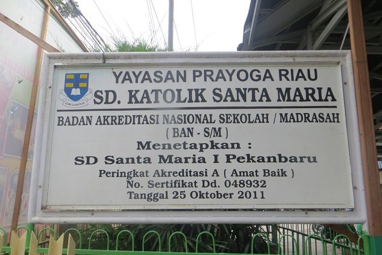 SD Santa Maria Pekanbaru merupakan sekolah di bawah naungan yayasan.