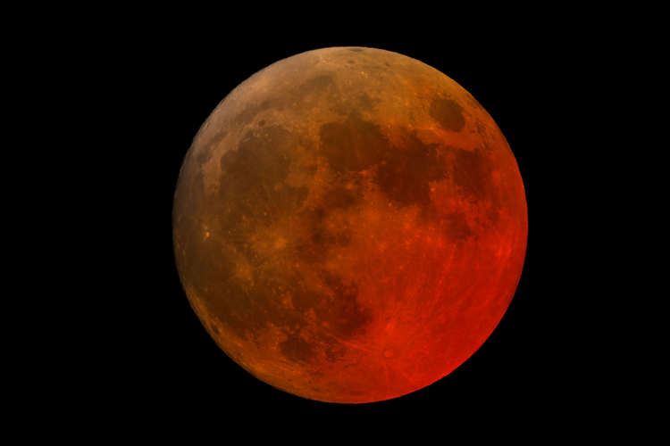 Ilustrasi gerhana Bulan total. Gerhana Bulan total 3 Maret 2026.