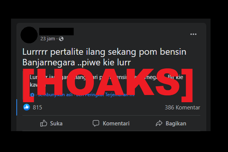 Hoaks, Pertalite hilang dari SPBU di Banjarnegara, Jawa Tengah
