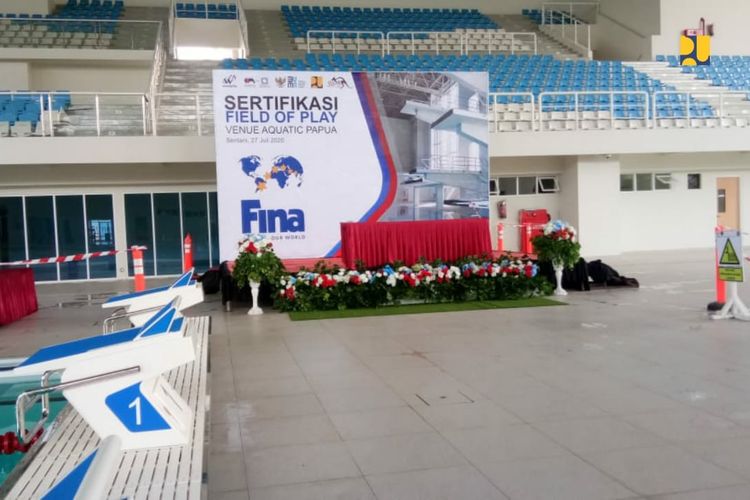 Venue Aquatic PON XX Papua memperoleh sertifikasi atau pengakuan dunia dari Federation Internationale de Natation (FINA).