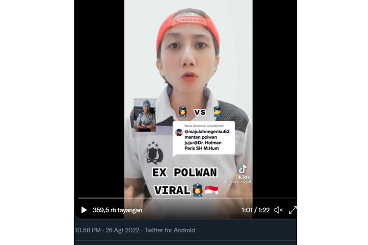 Tangkapan layar video viral pengakuan seorang mantan polisi wanita (polwan) Polda Sulawesi Tengah (Sulteng) yang dipecat karena menolak membebaskan pelaku pemerkosaan.