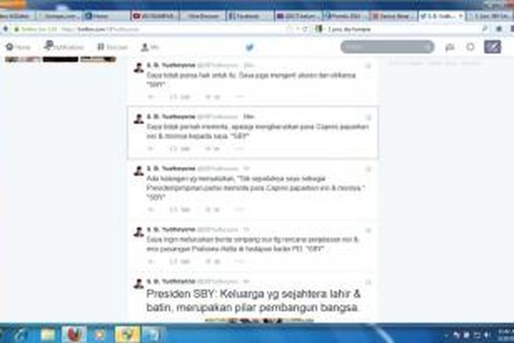 Penjelasan Presiden sekaligus Ketua Umum Partai Demokrat Susilo Bambang Yudhoyono di akun Twitter