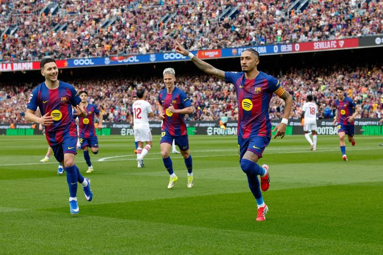 Hasil Barcelona Vs Sevilla 5-2: Blaugrana Pesta Gol, Raphinha Hattrick
