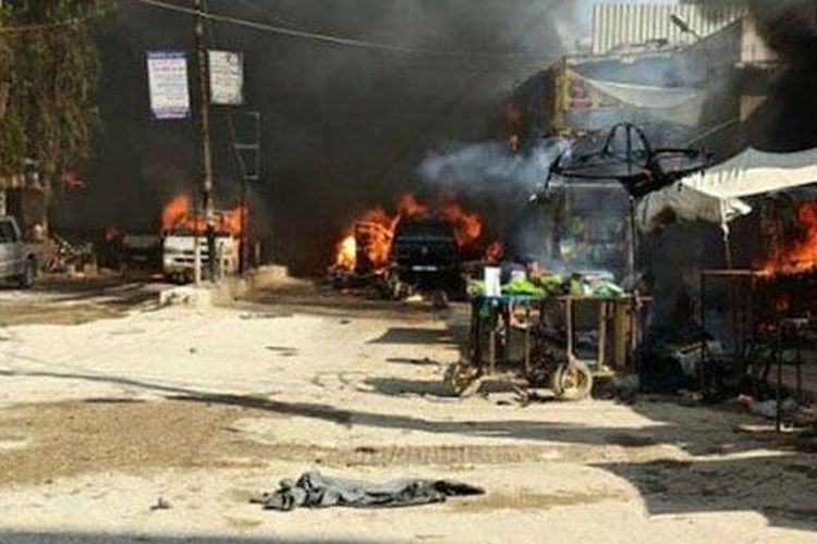 Ledakan di pasar Ali, Afrin, Suriah.