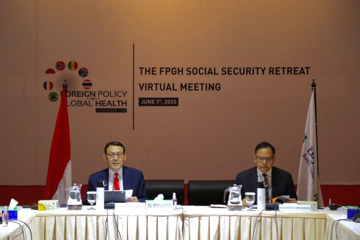 Indonesia menjadi tuan rumah forum internasional Foreign Policy and Global Healthcare (FPGH) Ministerial Retreat yang membahas isu kesehatan global, Senin (1/6/2020).