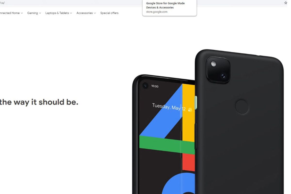 Gambar bocoran Pixel 4a yang muncul di toko online Google Kanada.