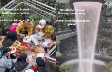 Viral, Video Ibu-ibu Makan Lesehan di Bandara Changi Singapura ...