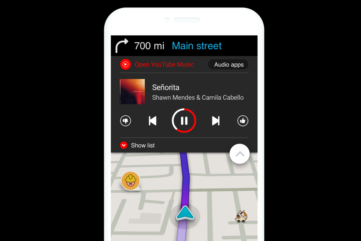 Ilustrasi Apple Music yang terintegrasi dengan Waze.