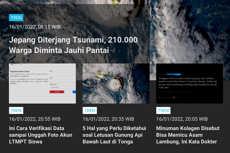 Berita terpopuler Tren hingga Senin (17/1/2022) pagi.