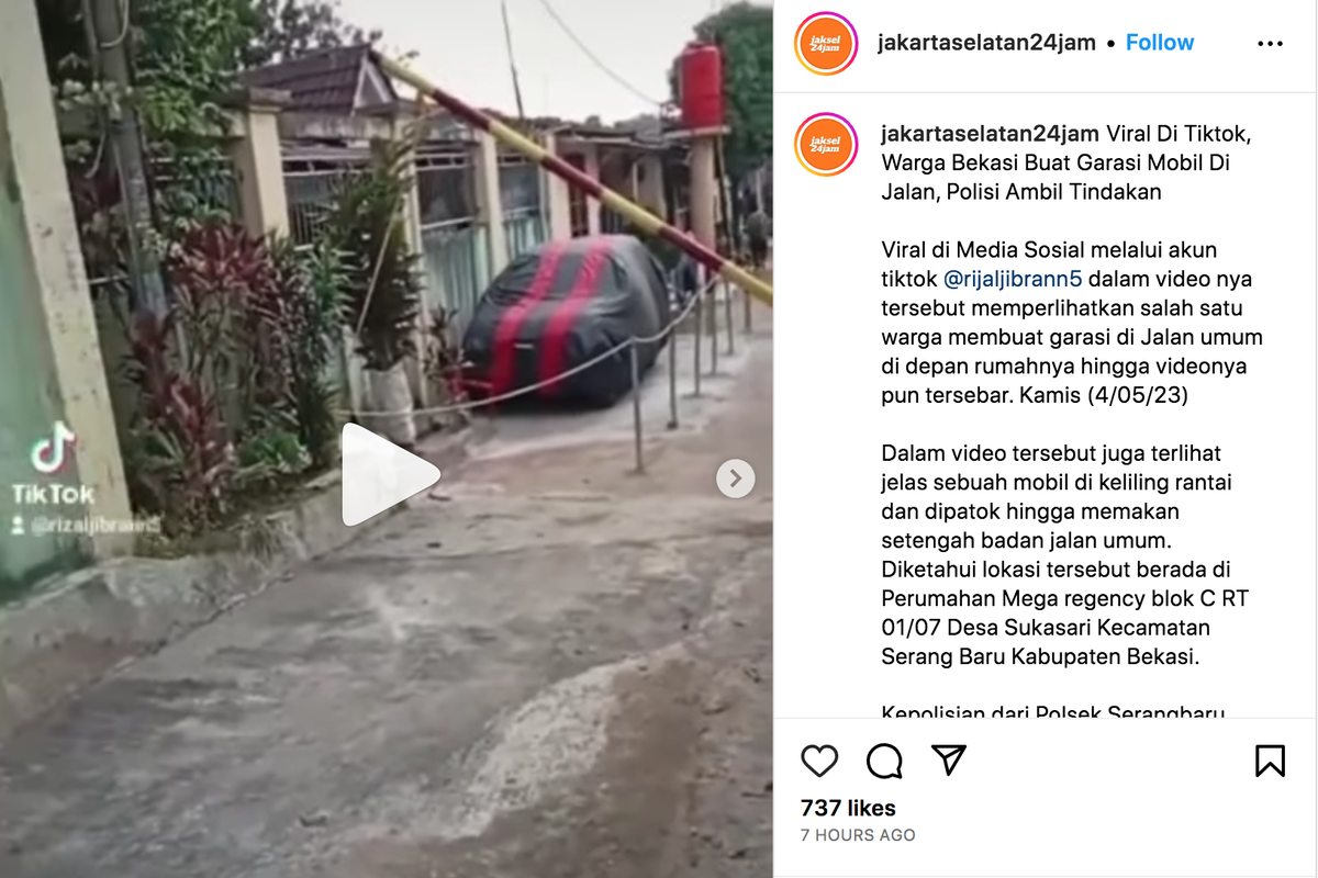 viral di media sosial tayangan di media sosial yang memperlihatkan satu unit mobil terparkir di pinggir jalan