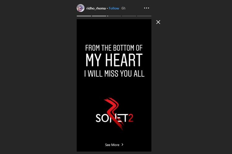 Postingan Instagram Story Ridho Rhoma jelang kembali ke penjara, Jumat (12/7/2019).