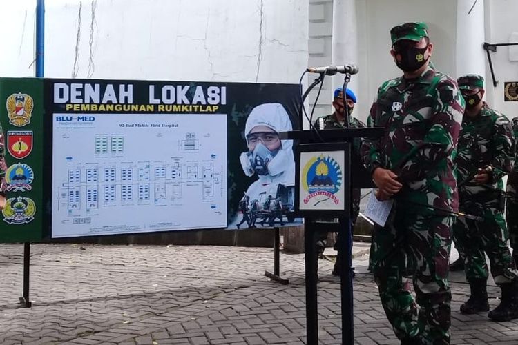 Komandan Korem 074/Warastratama Surakarta, Kolonel Inf Rano Tilaar dalam konferensi pers pembangunan Rumkitlap di Solo, Jawa Tengah, Jumat (15/1/2021).