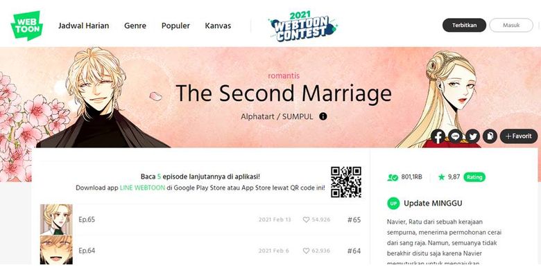 Tangkapan layar webtoon The Second Marriage.