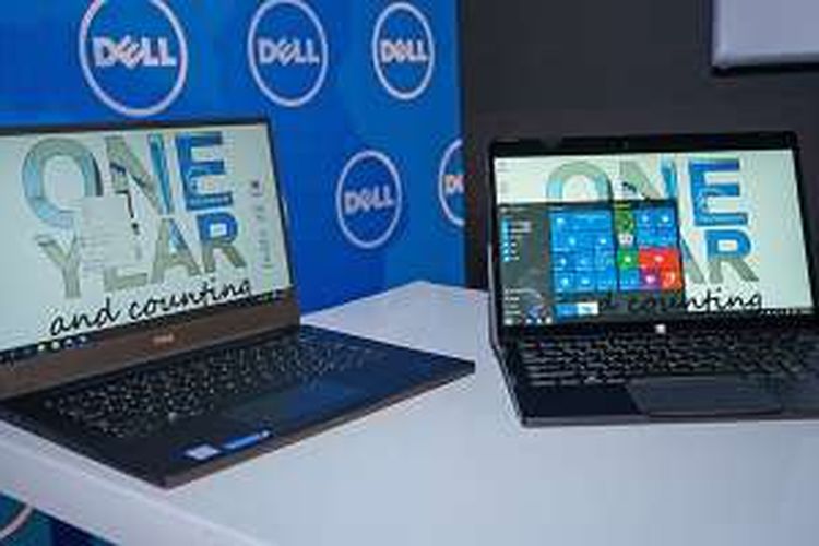 Laptop Dell Latitude 13 7000 (kiri) dan perangkat 2-in-1 Latitude 12 7000