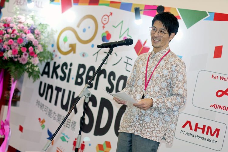 Hansang Joo, Representative of Mall Management Division AEON Mall Indonesia, dalam pembukaan acara Aksi Bersama untuk SDG's yang digelar Aeon Mall Indonesia pada 17-19 November 2023.
