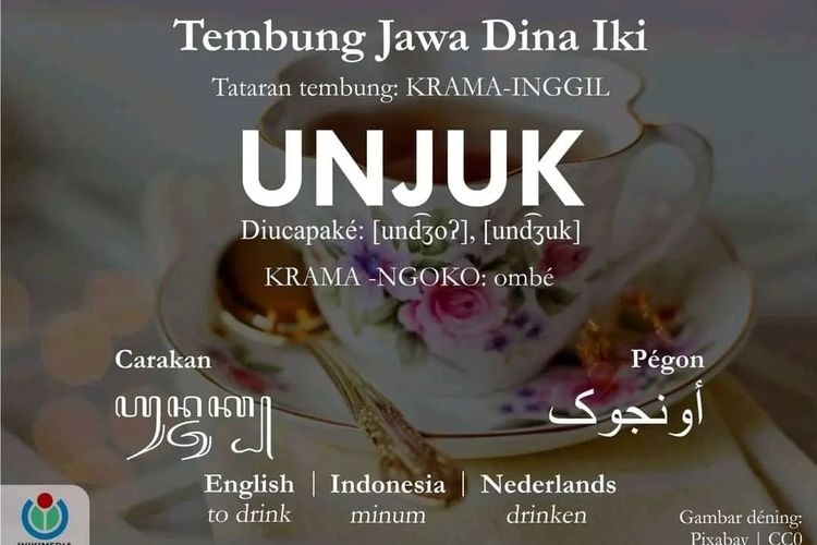 Unggahan instagram kosa kata bahasa Jawa dan Krama dari akun milik @tansah_cinitra.