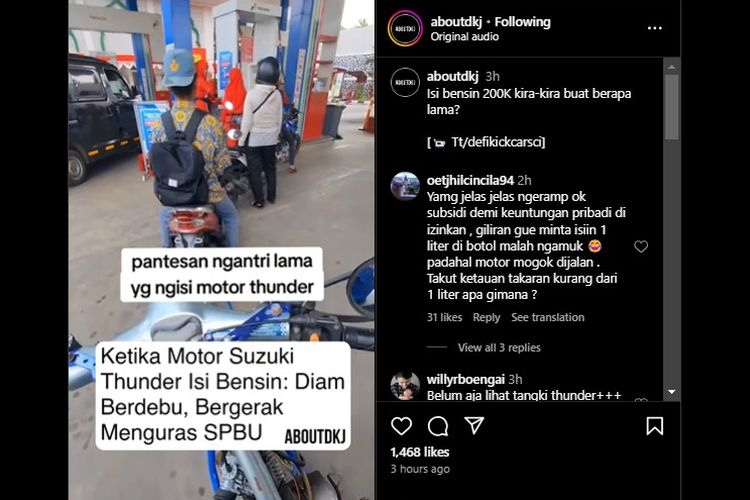 Video Viral, Suzuki Thunder 125 Isi Pertalite sampai 20 Liter