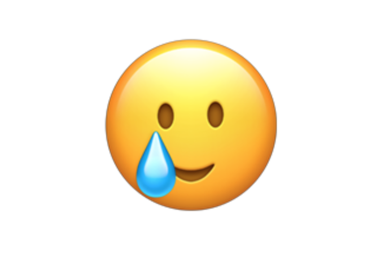 Ilustrasi emoji wajah tersenyum dengan air mata.