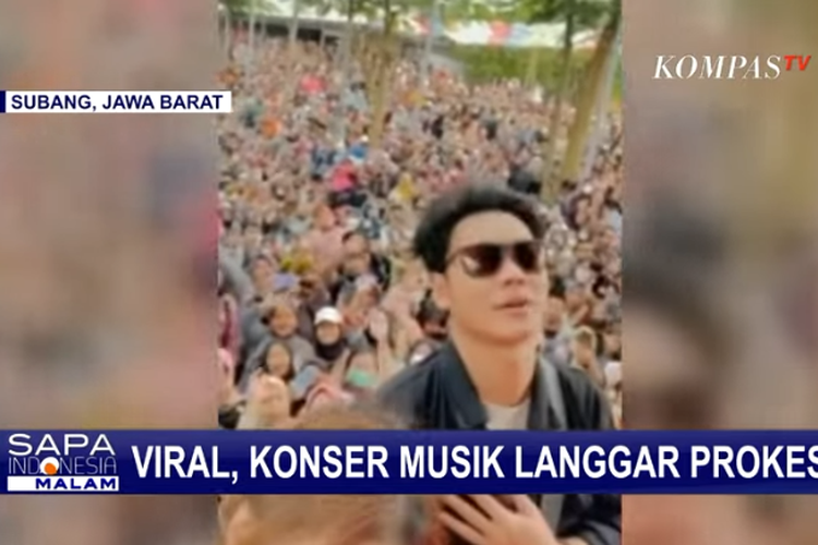 Tangkapan layar potongan video viral konser Tri Suaka tanpa menerapkan prokes, Taman Kukulu di Subang ditutup Pemkot.