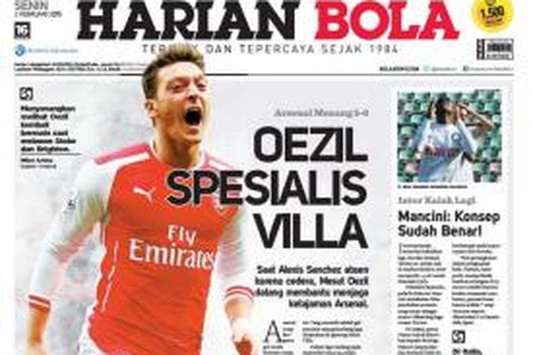 Sampul Harian BOLA edisi Senin (2/2/2015).