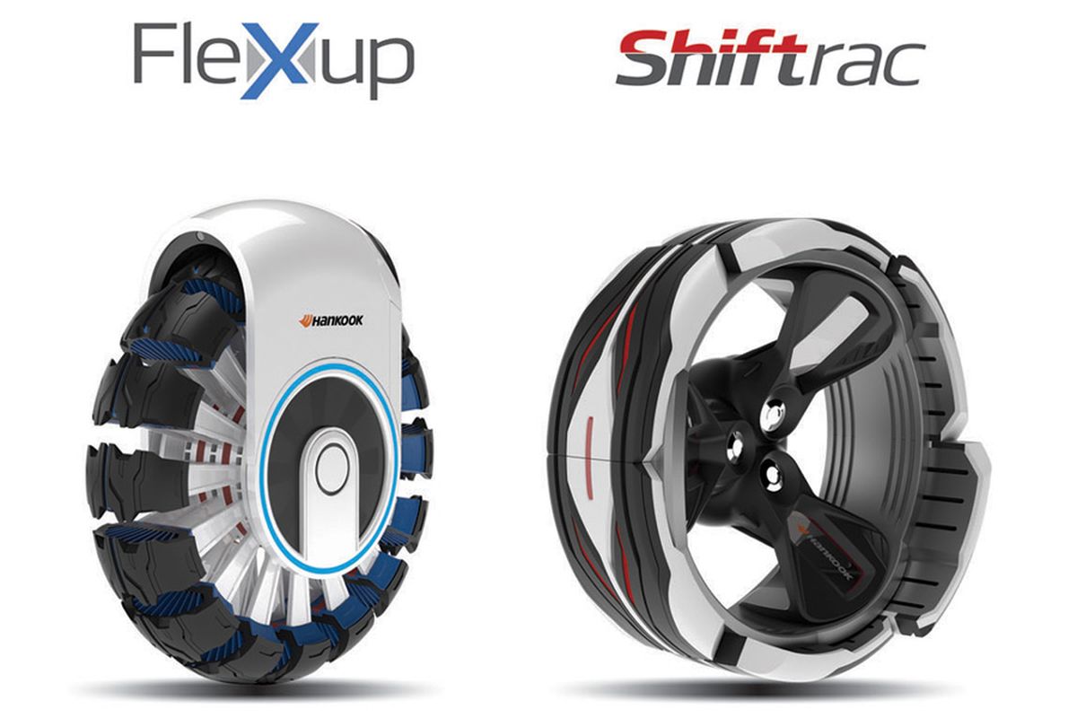 Konsep ban dengan desain futuristik bernama Flexup dan Shiftrac.