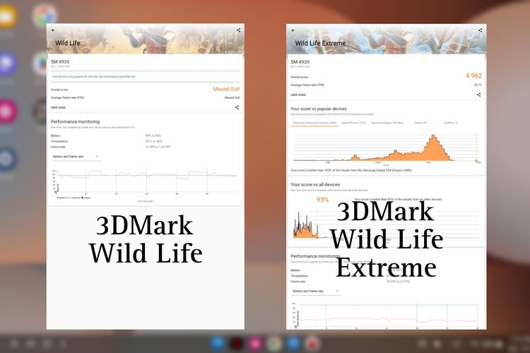 Hasil pengujian benchmark Samsung Galaxy Tab S10 Ultra di platform 3DMark.