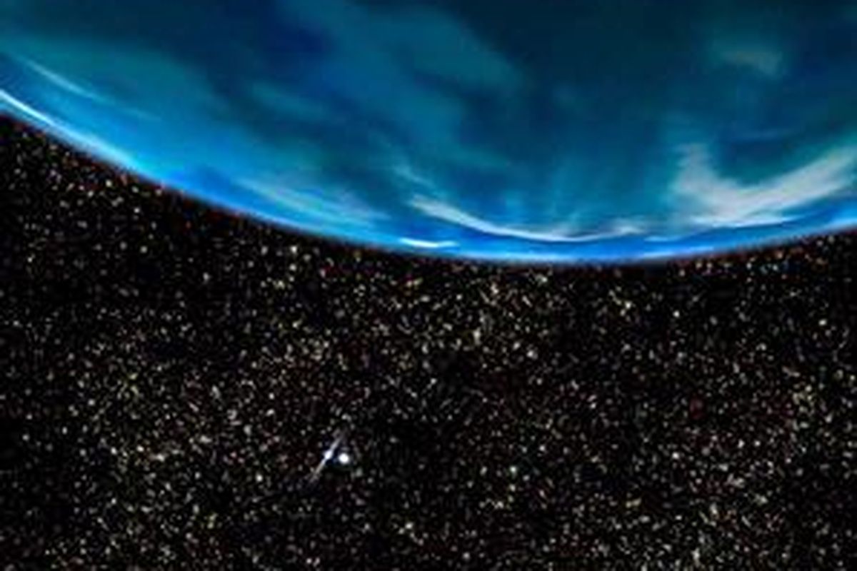 Ilustrasi konsep planet padat mirip Bumi yag mengelilingi bintang ganda.