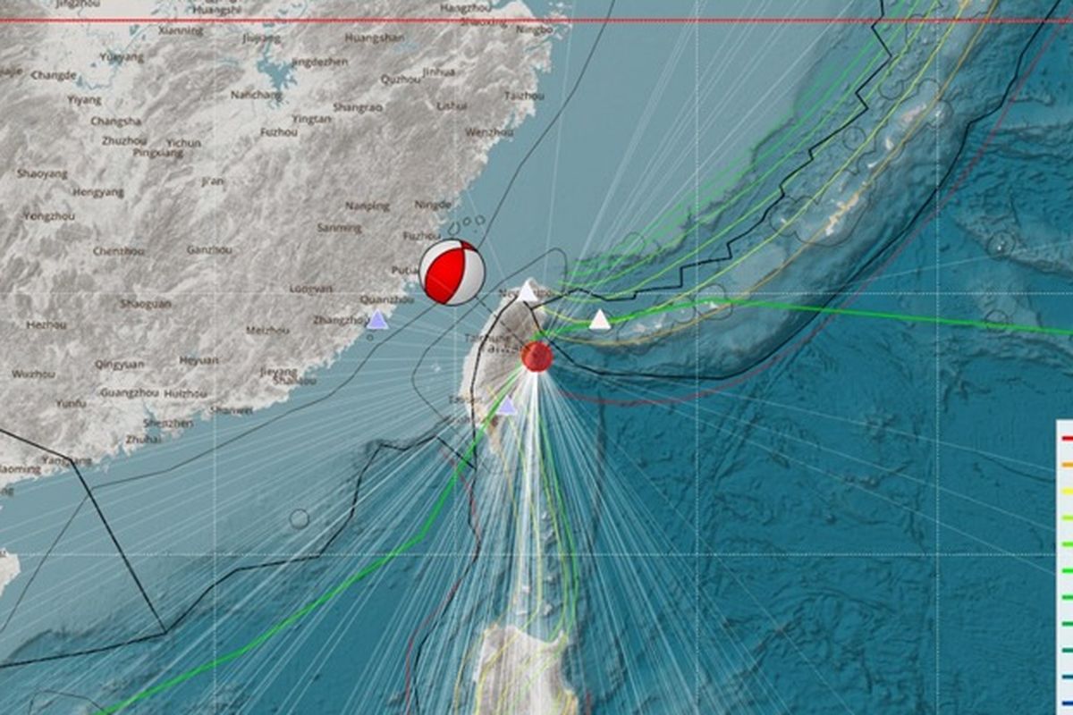 Gempa berkekuatan Mw 7,3 mengguncang Taiwan.