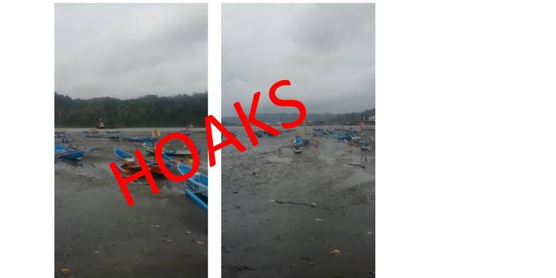 Hoaks, video yang menampilkan kondisi air laut yang surut sejauh 20 meter di pesisir Cilacap, Jawa Tengah.