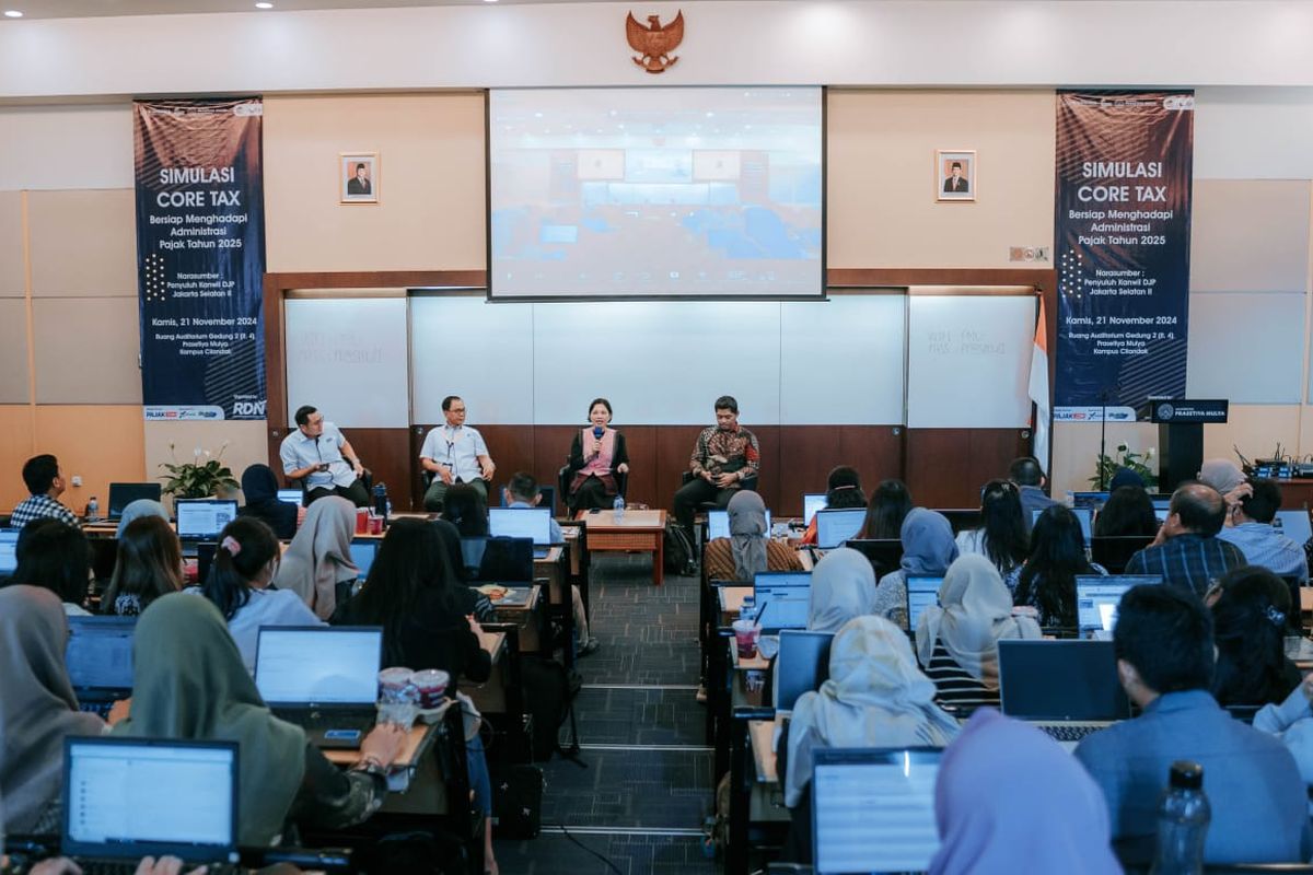 Ikatan Alumni Universitas Prasetiya Mulya (Ikaprama) bersinergi dengan RDN Consulting dan Kantor Wilayah Direktorat Jenderal Pajak Jakarta Selatan II (Kanwil DJP Jaksel II) untuk melaksanakan Simulasi Coretax, (21/11/2024).