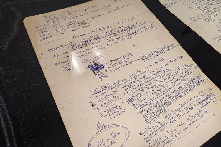 Potret sketsa asli Perang Diponegoro karya Seniman Sindoedarsono Sudjojono sedang dipamerkan di Pameran NYALA: 200 Tahun Perang Diponegoro, di Galeri Nasional Indonesia, Selasa (9/9/2025). 