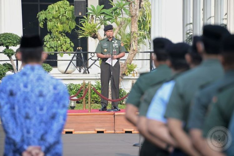 Upacara bulanan yang diadakan oleh Kementerian Pertahanan pada Senin (19/9/2022). 